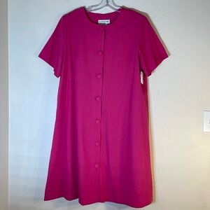NWT. Brownstone Studio New York 18W Pink Button Down Midi Dress.